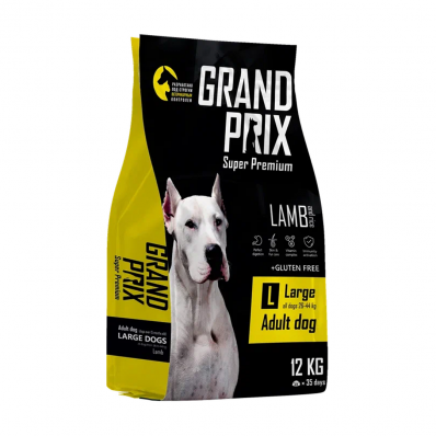 GRAND PRIX Сухой корм для взрослых собак крупных пород с ягненком, 12 кг