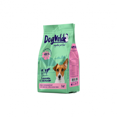 DogVeld сухой корм для взрослых собак мелких пород с говядиной и овощами 1 кг
