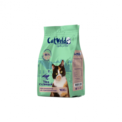 СаtVeld сухой корм для стерилизованных кошек всех пород, с уткой и клюквой 0,4 кг