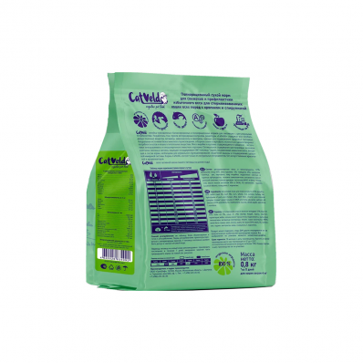 СаtVeld сухой корм для профилактики избыточного веса для стерилизованных кошек, с кроликом и спирулиной 0,8 кг