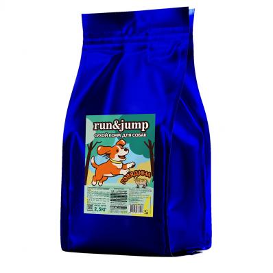 run&jump полнорационный сбалансированный сухой корм для взрослых собак всех пород, 2,5 кг